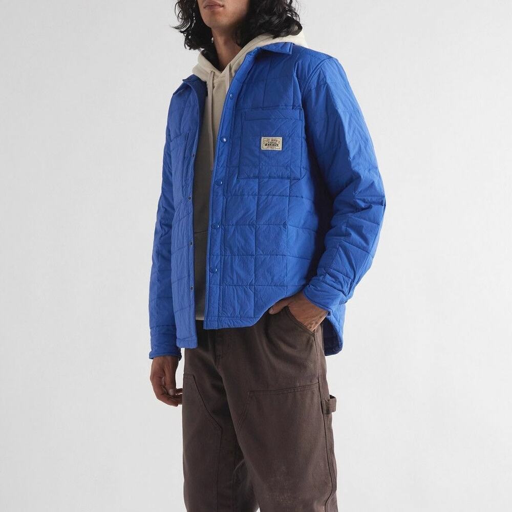 Stussy Blue Quilted Recycled-Shell Overshirt Chore Jacket — Men's Size Small NWT